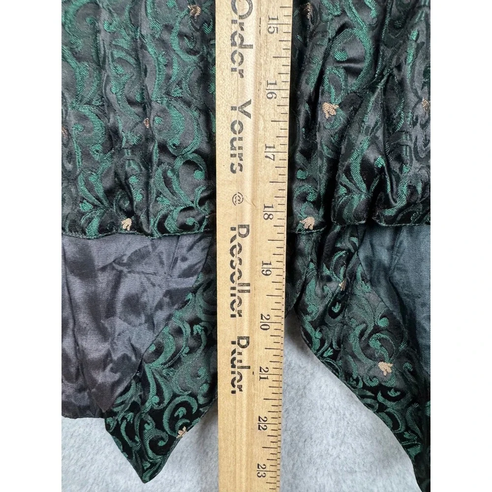 Brocade Vest Mens XL Green Black Damask Victorian Goth Waistcoat